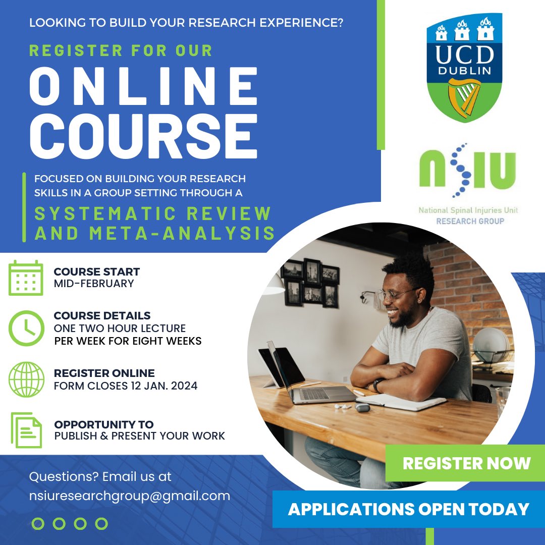 Are you looking to build your research experience? Register now for our upcoming Systematic Review &amp; Meta-Analysis course! This course will be entirely free, entirely online, and designed to strengthen your research skills while giving you an opportunity to earn publications 1/3