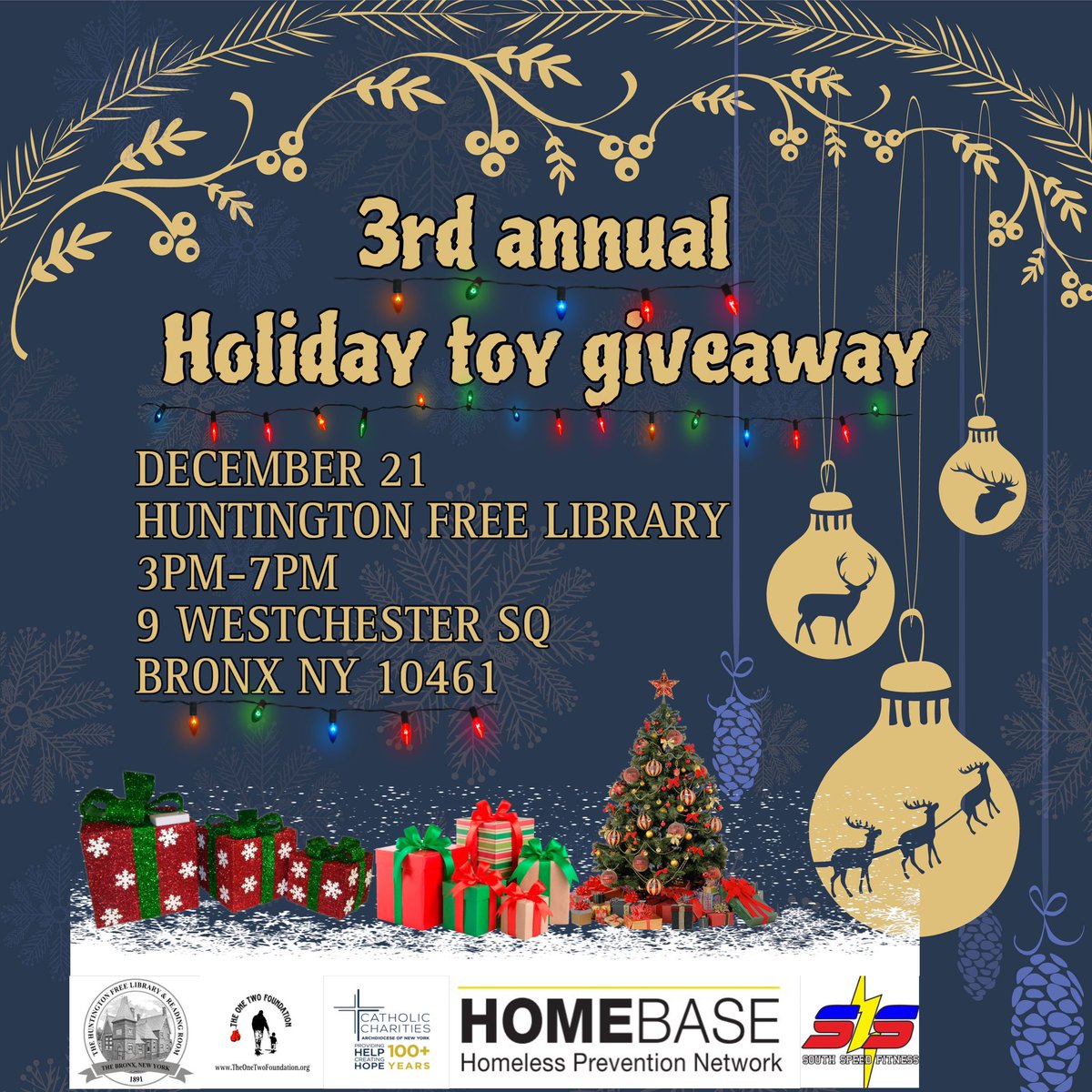 Attention! #thebronx we are having our 3rd annual holiday toy giveaway this Today at the @HuntingtonFree library from 3pm-7pm parents must have their child present to receive their toy, for more information please DM us🎄 #nyc #nyctoygiveaway #nycgiveaway #nycfree