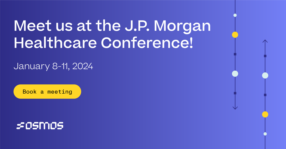Meet with us at the J.P. Morgan Healthcare Conference from January 8-11, 2024 in San Francisco!

Book a meeting with us here: hubs.la/Q02d1z8k0 

#JPM2024 #Healthcare #LifeSciences
