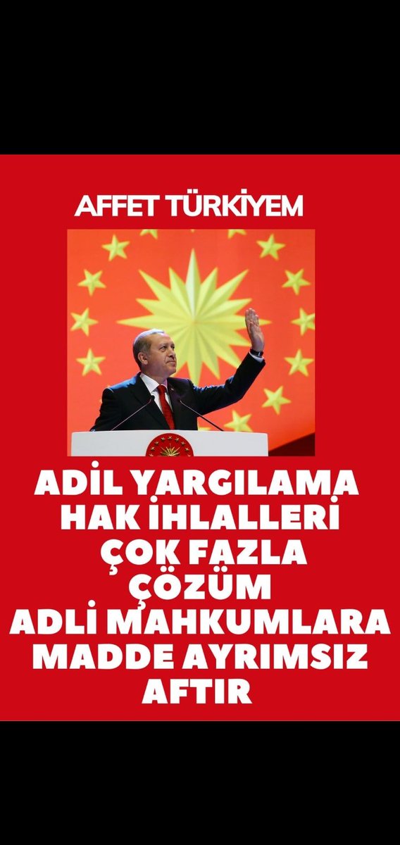 #AdliMahkumYasaBekliyor Adalet, bir devletin varlık nedenidir
#AdliMahkumYasaBekliyor
Beyaz Sayfa
<a href="/RTErdogan/">Recep Tayyip Erdoğan</a> 
<a href="/EmineErdogan/">Emine Erdoğan</a> 
<a href="/YildizFeti/">Feti Yıldız</a> 
<a href="/dbdevletbahceli/">Devlet Bahçeli</a> 
<a href="/meral_aksener/">Meral Akşener</a> 
<a href="/kilicdarogluk/">Kemal Kılıçdaroğlu</a> 
<a href="/ProfDrErsanSen/">Ersan Şen</a> 
<a href="/yilmaztunc/">Yılmaz TUNÇ</a>
<a href="/YildizFeti/">Feti Yıldız</a>