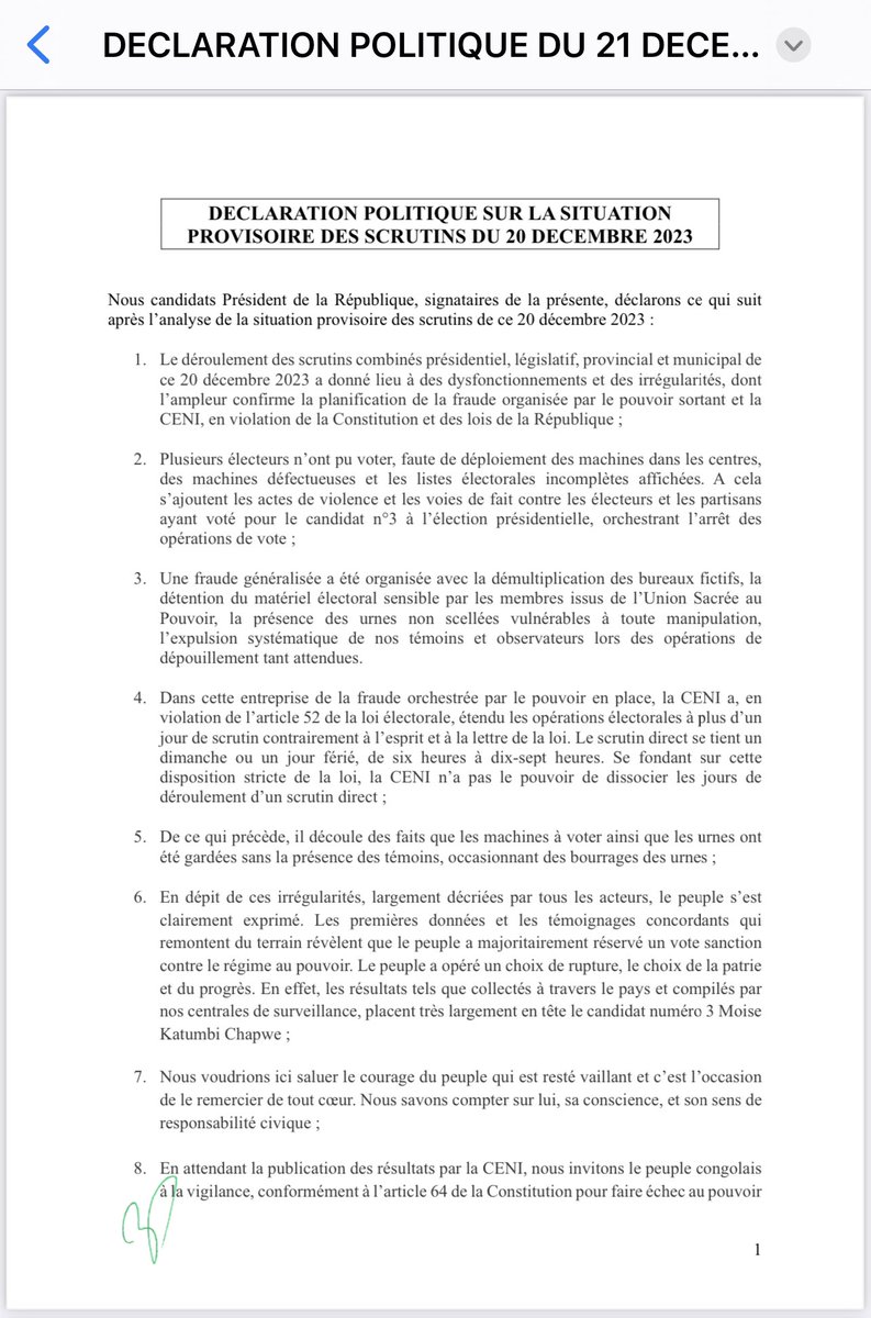Ensemble_MK's tweet photo. #RDC🇨🇩: Nous en appelons donc à la Mobilisation Générale de la population sur toute l'étendue du territoire national afin d'assurer la défense de la liberté de vote exprimée ce #20Dec2023 en faveur du candidat N°3 @moise_katumbi et ce malgré les multiples irrégularités planifiées https://t.co/jmAAL4Fp8H