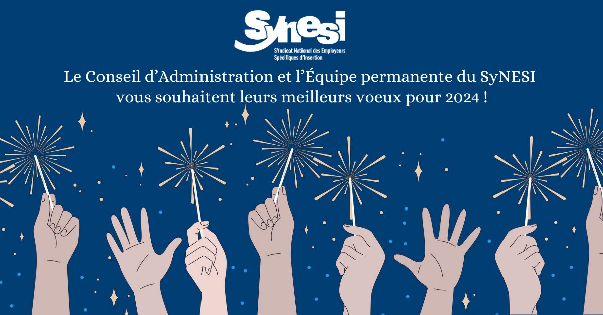 🎉 Le Conseil d’Administration et l’Équipe permanente du SyNESI vous souhaitent leurs meilleurs voeux pour 2024 ! 🎉