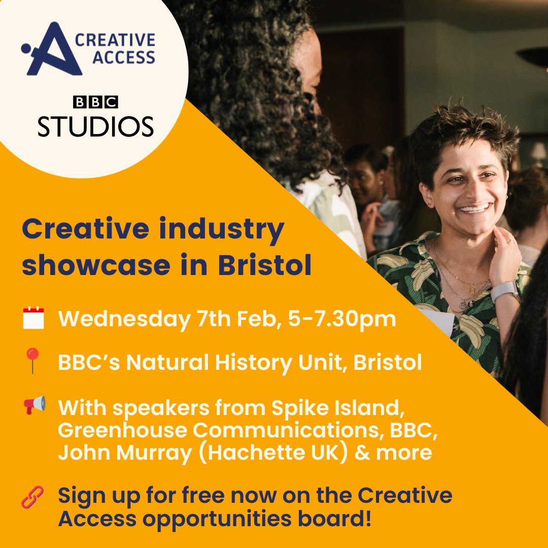 ❓Live in #Bristol or the SouthWest ❓Interested in pursuing a #creative career ❓Free on Wed 7 Feb from 5.30 - 7pm? If so, join @ray_of_suni @ZulekhaA_Afzal & more at @bbcstudios for this #free #careers event 👉🏾Apply here by 4 Feb: ow.ly/YP5N50QkFSX