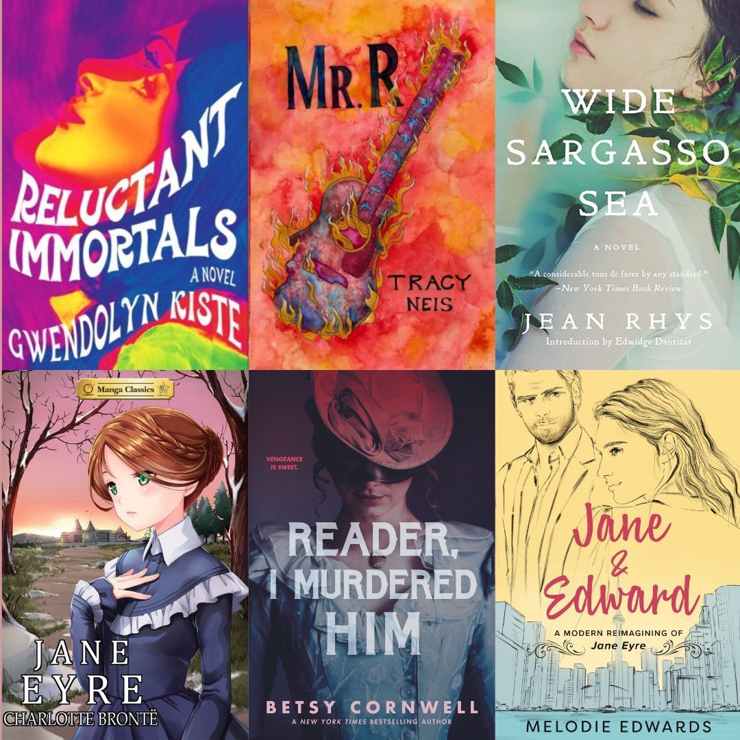 Six books Jane Eyre inspired

Reluctant Immortals - buff.ly/3RpZ5IW 
Mr. R - buff.ly/3GOXN5d 
Wide Sargasso Sea - buff.ly/3YKGSbw 
Manga - buff.ly/3Idjrl5
Reader, I Murdered Him - buff.ly/45iEr2J
Jane &amp; Edward - buff.ly/3RM3QOm
