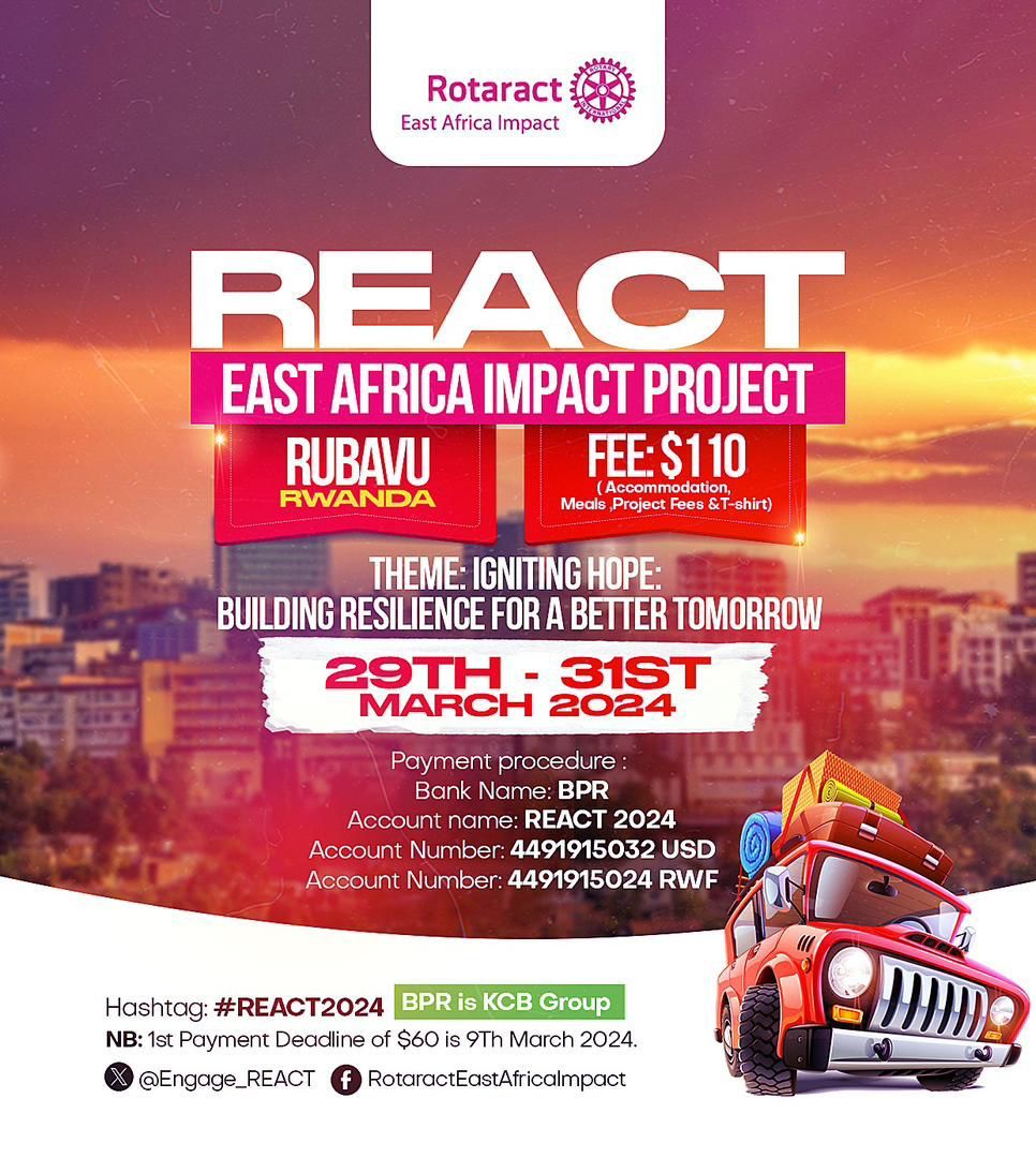 It’s BIG! It’s FUN! It’s LIFE CHANGING!

#REACT2024 impact project is happening from the 29th-31st March 2024!! It’s going to be an Easter weekend y’all. Mark the dates &amp; ride with us in the land of a thousand hills, 🇷🇼!!