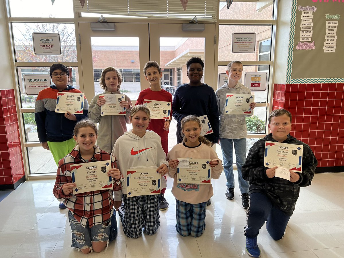 Each 9 weeks, the 6th grade teachers have the opportunity to honor the individuals who have been showing our PACK values day in and day out! Congratulations to our 2nd 9-week winners! <a href="/JeffGuelker/">PACKPrincipalGuelker</a>