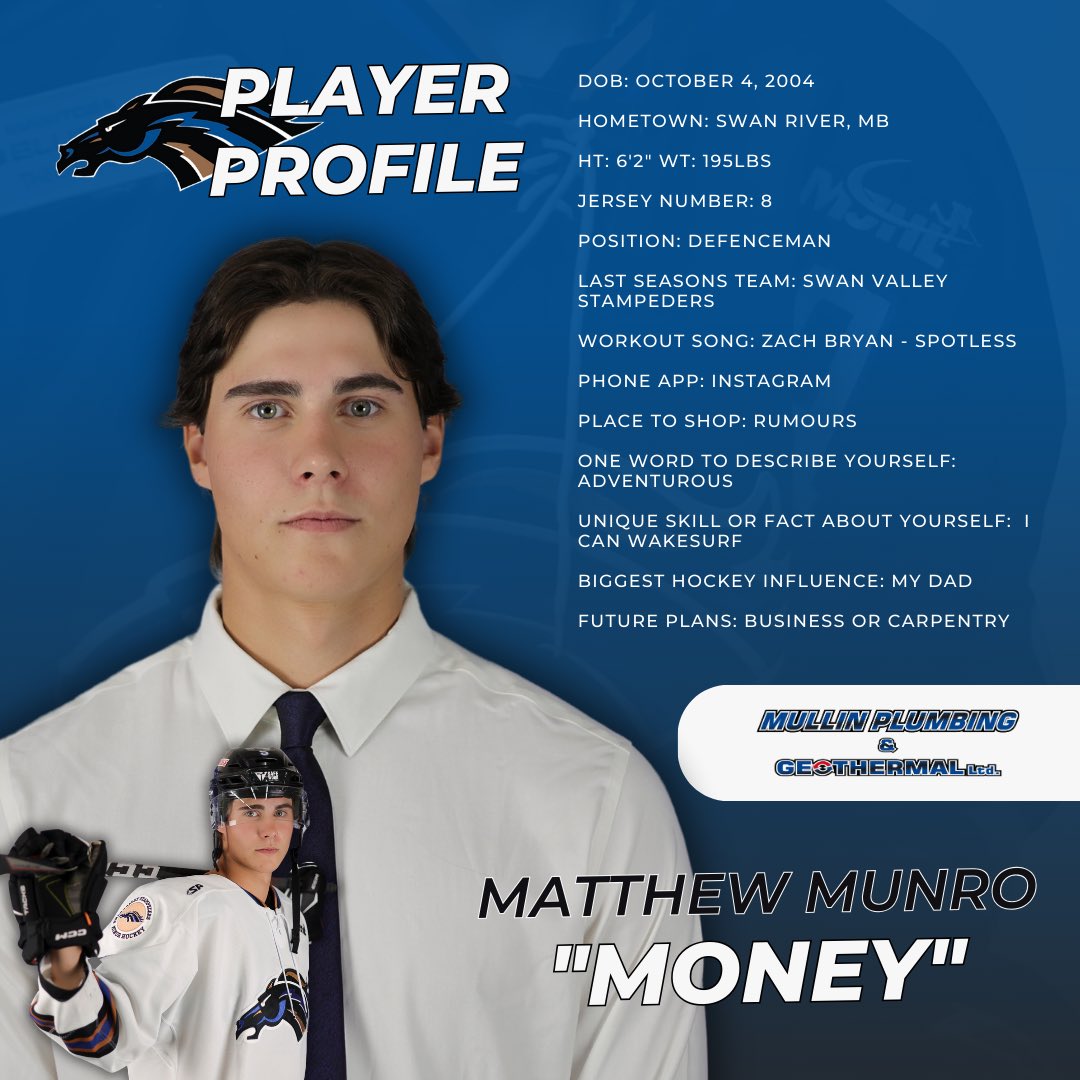 SVStampeders's tweet photo. PLAYER PROFILE | Each week we will be showcasing a Stampeder player. 

Defenceman Matthew Munro. 

#25years #StampederHockey https://t.co/wtEceK15Lt