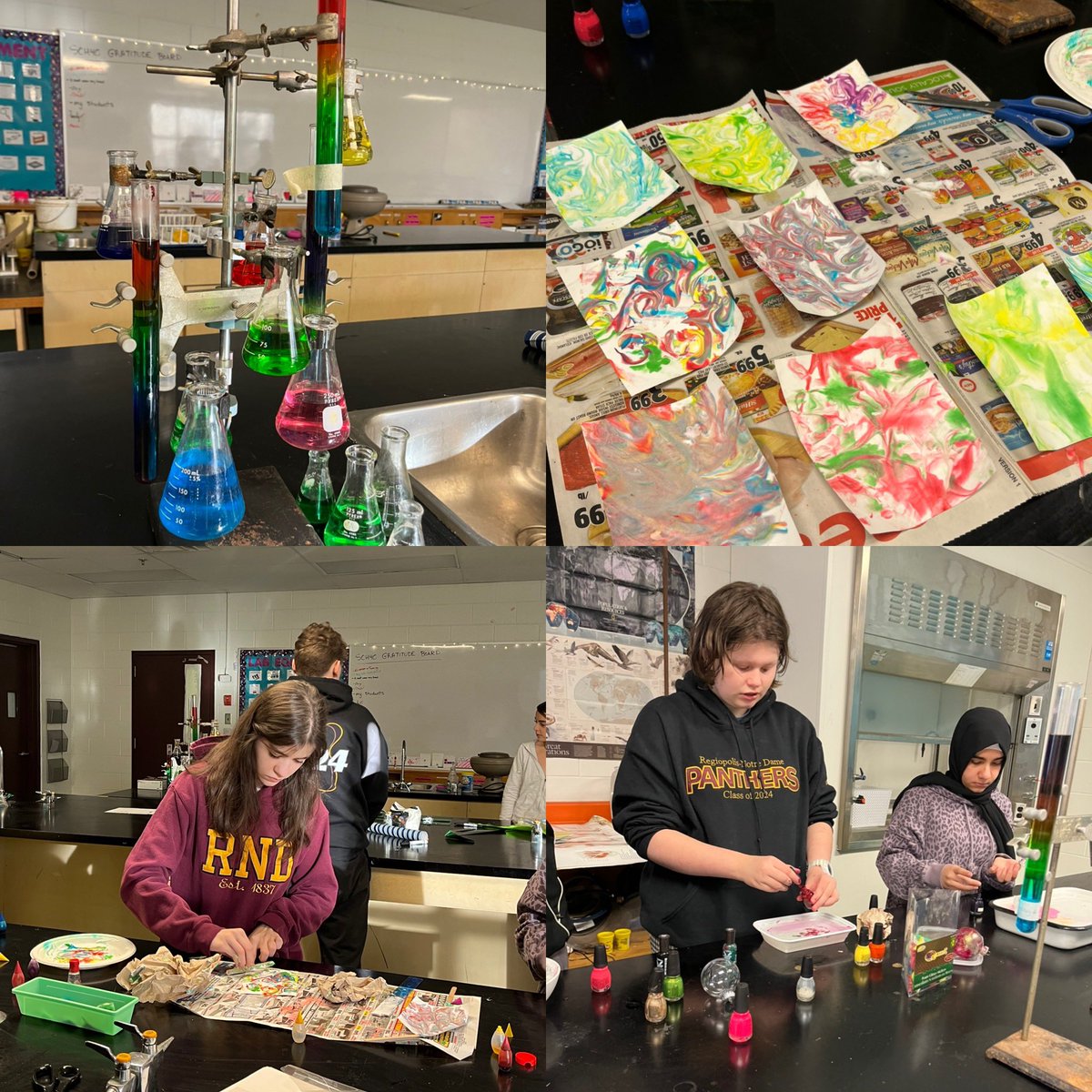 Mixing up some holiday cheer in the chemistry lab! 🎅🔬 Exploring the science of marbling to bring festive vibes to our ornaments and cards. 🌈🎨 #ChemistryCrafts #MarbleChemistry #ArtMeetsScience #HolidayMagic