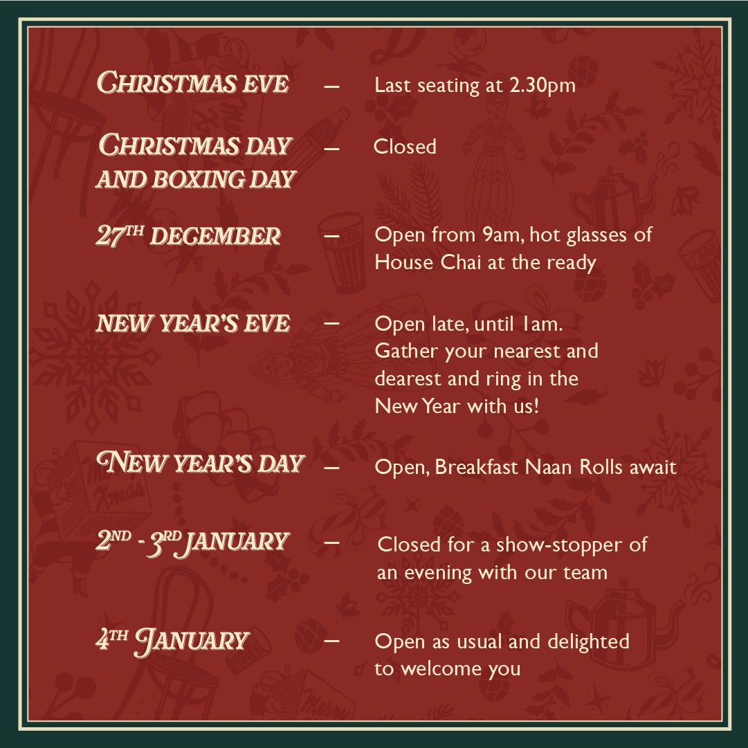 Dearest friends, a little update for you regarding our opening hours over the holiday period. 🎄🎊