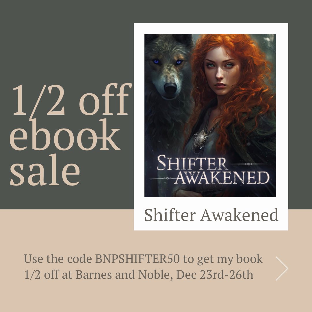 #readersoftwitter 
I’m having a book sale this holiday season! Use the code BNPSHIFTER50 to get my ebook 1/2 off at Barnes and noble! 
#readers #readerswanted #WritingCommunity #booksale #BookBoost #ebooks #barnesandnoble #books