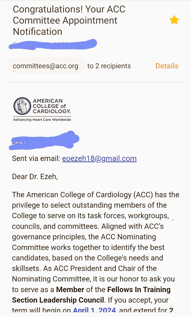 @apmille1 & @MelvinEchols9 will tell me, 'ACC is your home' ACC has my 🫀(pun fully intended). Anytime I'm called, I pick. It's a huge honor to be selected to serve in the @ACCinTouch fellow-in-training leadership council. Thanks to all my mentors & sponsors @DrJMarine #ACCFIT