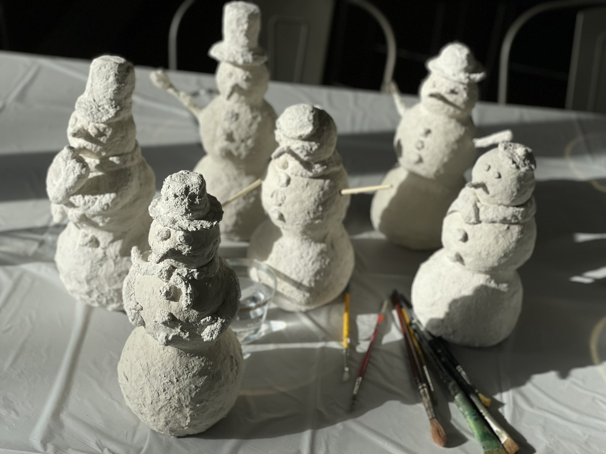 Paper Mache Clay Snowman