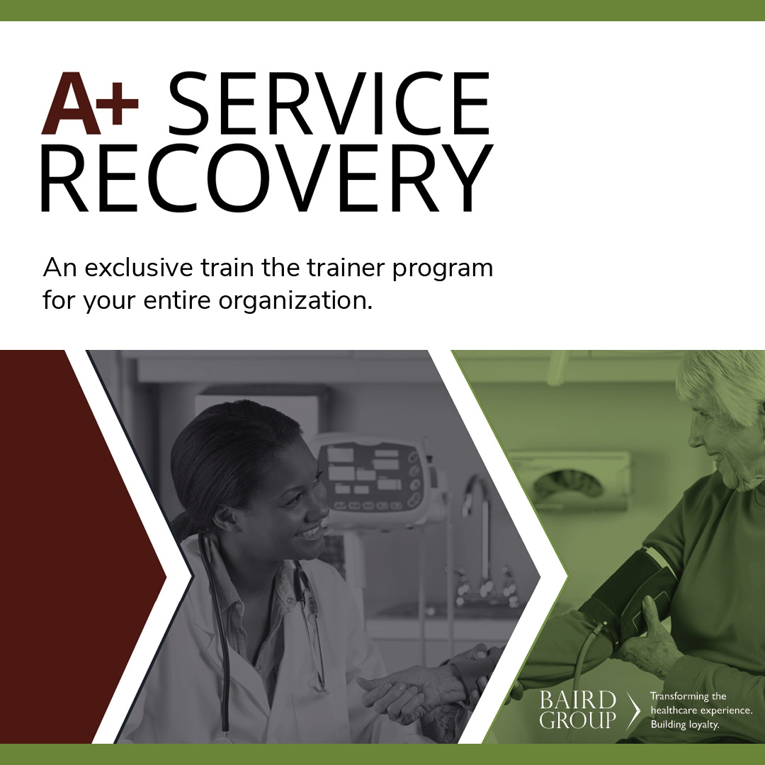 KristinBaird's tweet image. Learn how to turn a customer relationship around with Baird’s A+ Service Recovery Training.

Contact me at (866) 686-7672 to learn more about how to create a comprehensive approach to service recovery. 

#CustomerService #ServiceRecovery #PatientExperience #Healthcare #BairdGroup