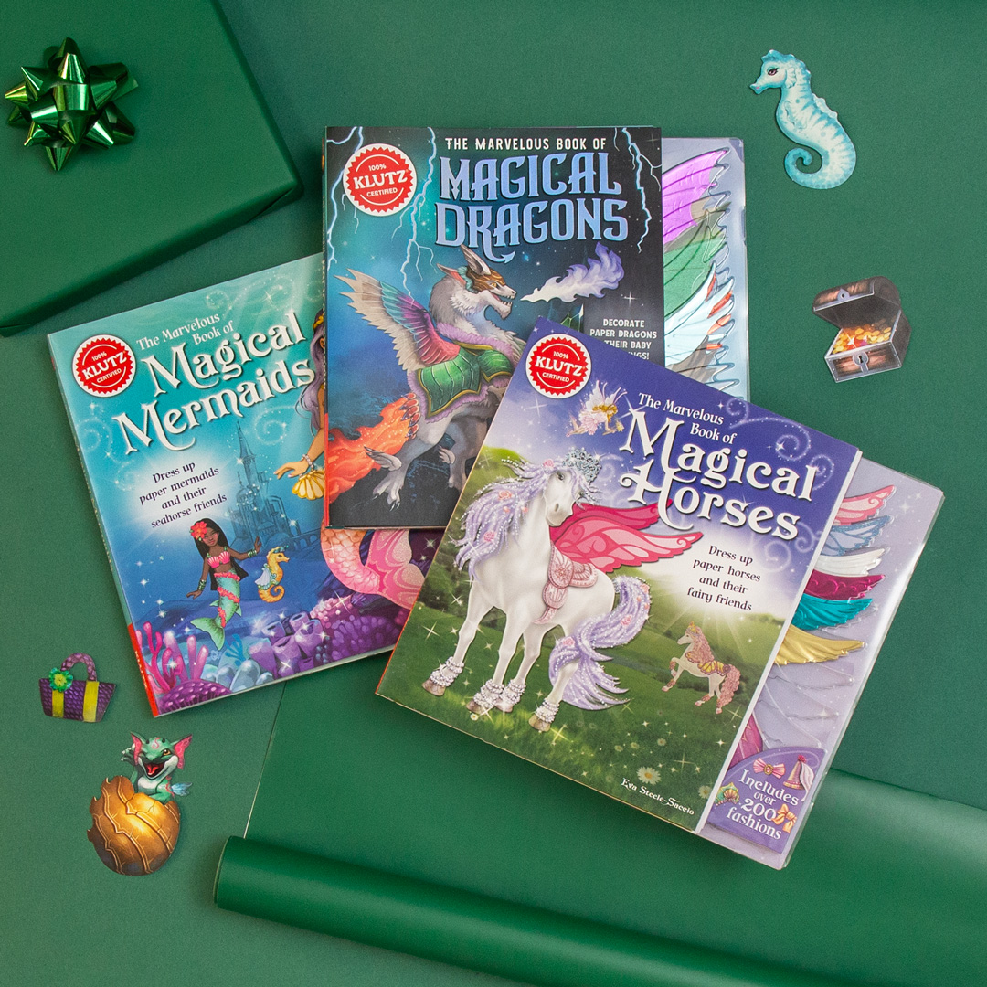 Make some holiday magic when you gift any of these fantastic Klutz kits. 🐉 Marvelous Book of Magical Dragons 🧜‍♀️ Marvelous Book of Magical Mermaids 🦄 Marvelous Book of Magical Horses #KlutzCertified
