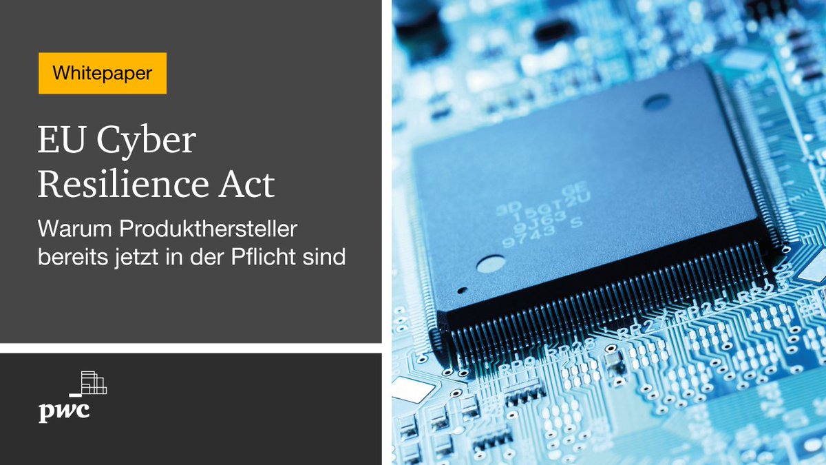 Mit dem #CyberResilienceAct möchte die EU die #Cybersicherheit von Produkten mit digitalen Elementen verbessern. Lesen Sie in unserem Whitepaper, welche Produkte betroffen sind, was bei der Umsetzung zu beachten ist und was Sie jetzt schon tun können: pages.pwc.de/eu-cyber-resil…