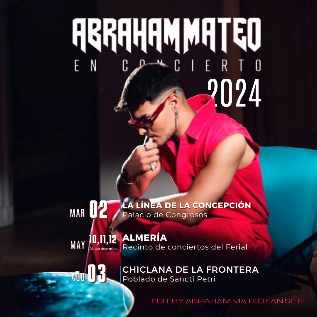 🚨FECHAS 2024🚨

2 Marzo - La Línea de la Concepción (Cádiz) - Palacio de Congresos. 🎫: entradas.com/component/seat…

10,11,12 Mayo - Almería - Recinto del ferial. 🎫: https://almeria entradas.com/events/solazo-…