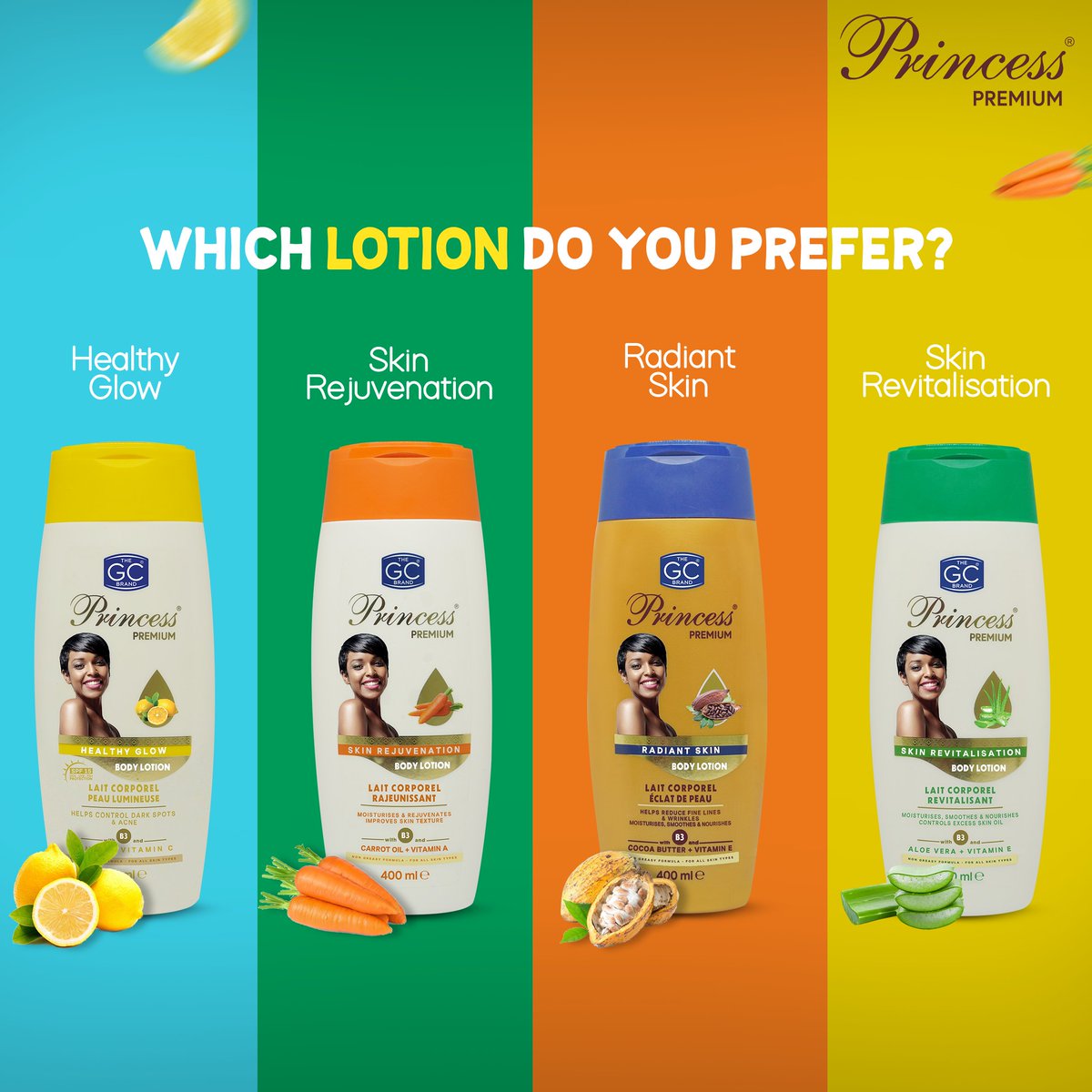 GhandourGhana's tweet photo. Which variant of Princess Premium Lotion would you go for. Enriched with Vitamin B3, each lotion offers luxurious nourishment to your skin. Take care of the Future You!
#princess #princesspremium #ghandourcosmeticsltd #thegcbrand https://t.co/M9NEbz7czu