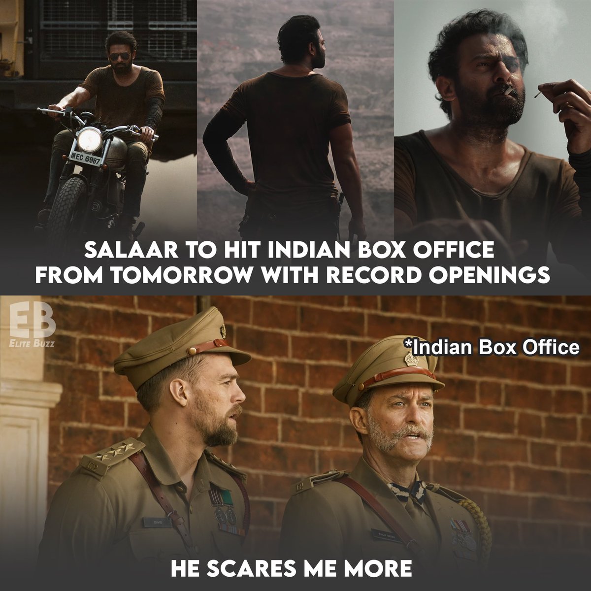 EliteBuzzoff's tweet photo. Salaar storm from tomorrow 
New Opening records will get registered across Indian Box Office 💥💥💥
#Prabhas #PrithviRaj #PrashanthNeel #NeelVerse #Salaar #SalaarStorm https://t.co/AQBQtpM7J4