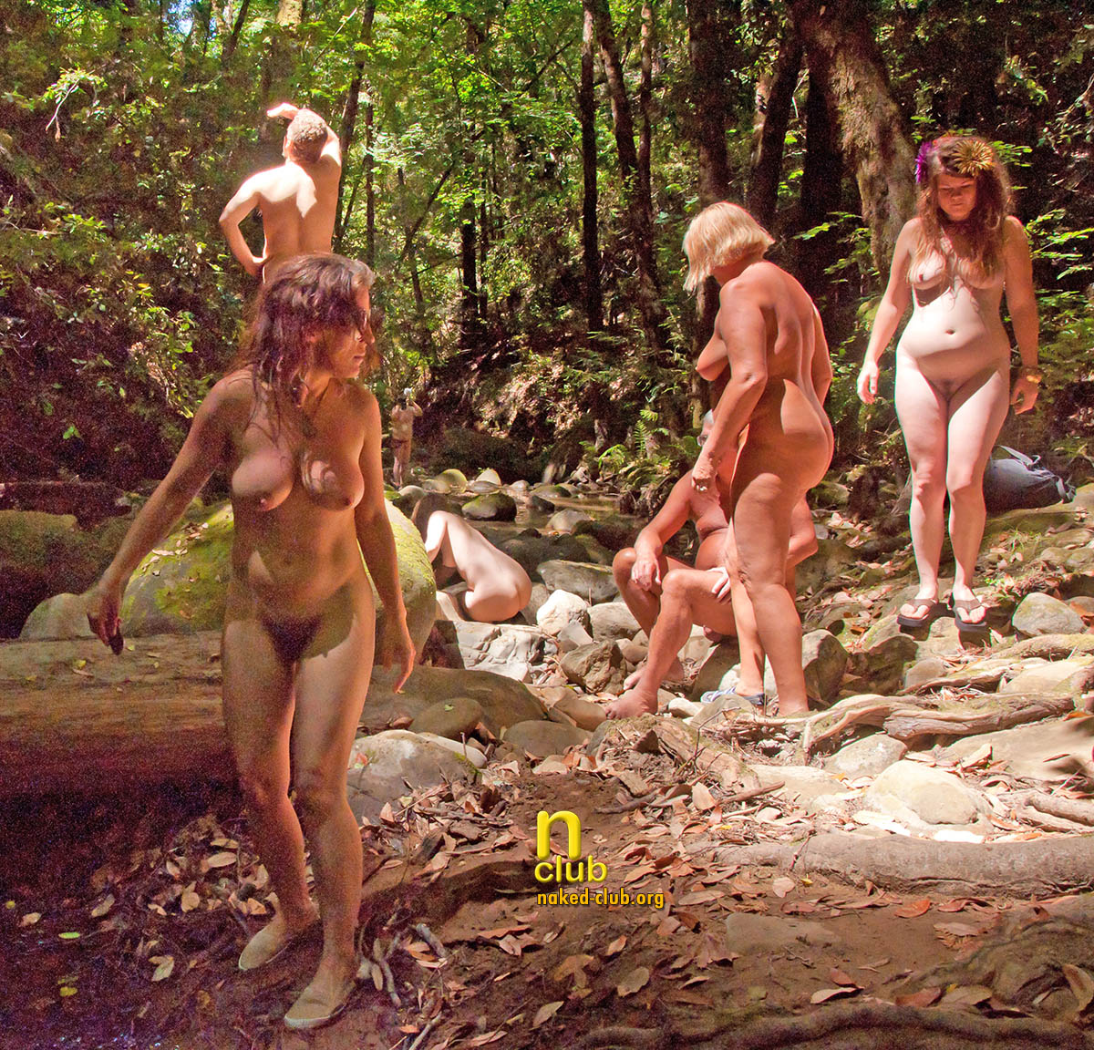 The experience of communing with nature with no clothing barriers is exhilarating!  Follow this group as they hike down the valley and along Bear Creek while Bare! nclub.club/galleries/