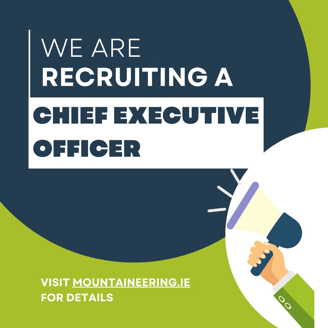 Mountaineering Ireland is recruiting a new Chief Executive Officer and is currently seeking expressions of interest. Please see mountaineering.ie/news/?id=475 for details.