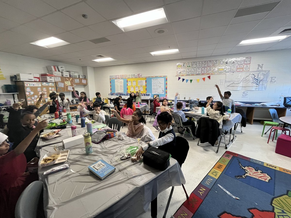 Fancy day <a href="/CardinalRidgeES/">Cardinal Ridge ES</a> to celebrate starting <a href="/hwtears/">Learning Without Tears</a>. We practiced good posture and drank sparkling cider for lunch!✨😋📝