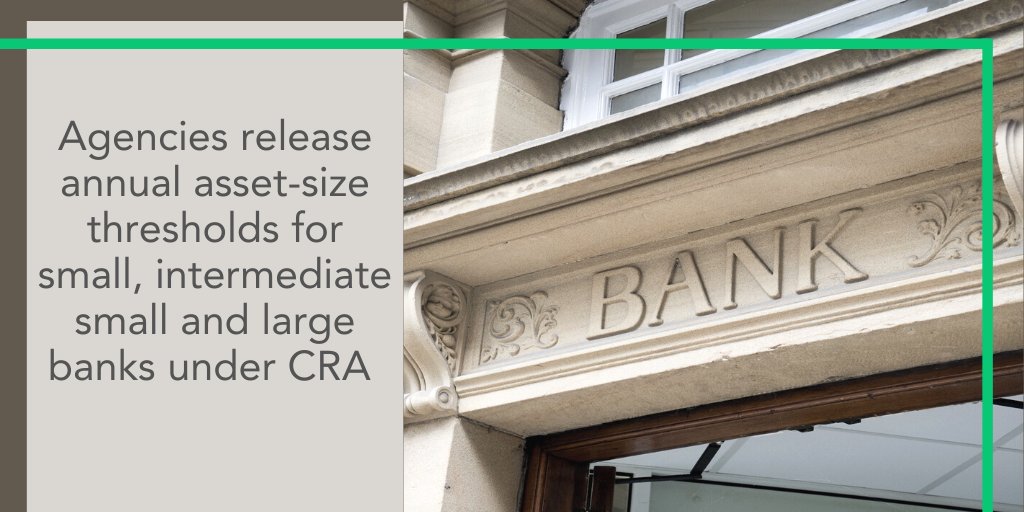 It's a busy week in CRA news! The banking agencies have issued the updated CRA asset thresholds for banks for 2024. See where your bank lands at lnkd.in/ezEQC93v #cra #banking #compliance