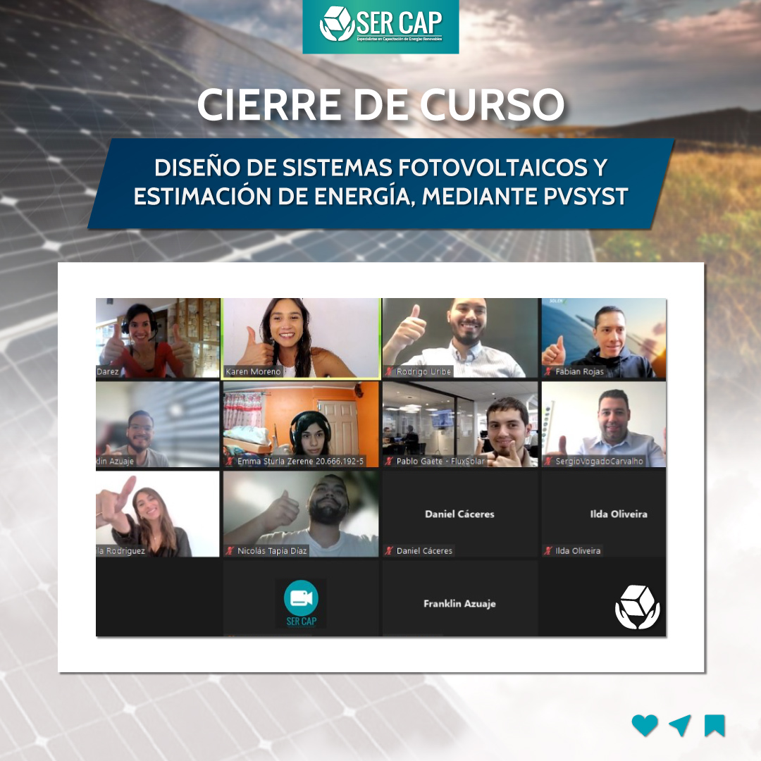 SER-CAP Energías Renovables (@sercapernc) on Twitter photo 🏆 Felicitamos a los mas de 25 alumnos que participaron de nuestro curso "Diseño de Sistemas Solares #Fotovoltaicos y Estimación de Energía mediante #PVSyst"
Orgullosos de haber contado con la gran relatoría, acompañamiento y experiencia de la gran <a href="/PatriciaDarez/">Patricia Darez</a> 🏆 Felicitamos a los mas de 25 alumnos que participaron de nuestro curso "Diseño de Sistemas Solares #Fotovoltaicos y Estimación de Energía mediante #PVSyst"
Orgullosos de haber contado con la gran relatoría, acompañamiento y experiencia de la gran <a href="/PatriciaDarez/">Patricia Darez</a>