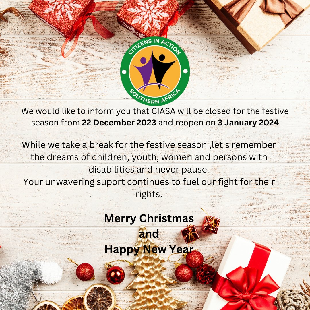 Dear partners and stakeholders CIASA wishes you a warmth, compassion, Mery Christmas, May your holidays be merry and bright!