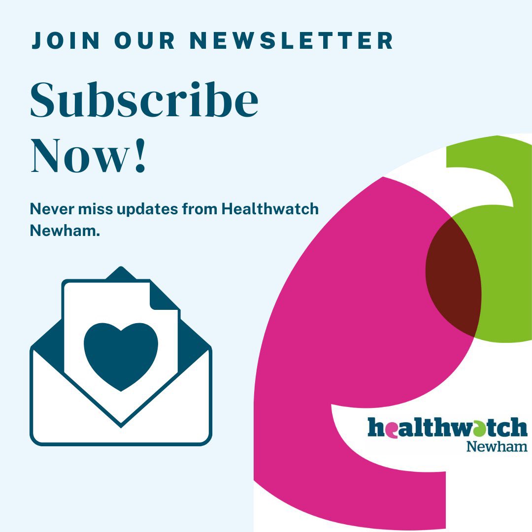 HealthWatch Newham December newsletter 2023. If you like to hear the latest at HealthWatch Newham, please subscriber to our newsletter. mailchi.mp/085af9205bfa/h…