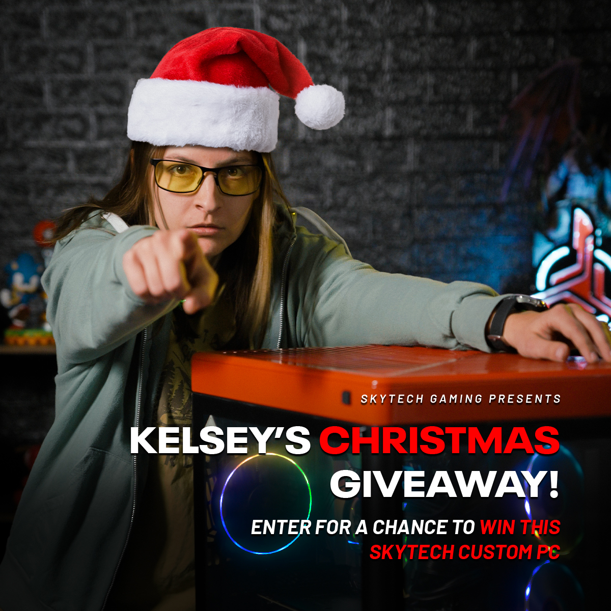 HEY YOU! Do you want to win a Free PC?! Well you're in luck. 🎁 Just in time for Christmas, we are giving away this beautiful custom built Skytech PC that was hand built by Kelsey herself. 🎄 Click Here to Enter --> pulse.ly/moqvaawbdn