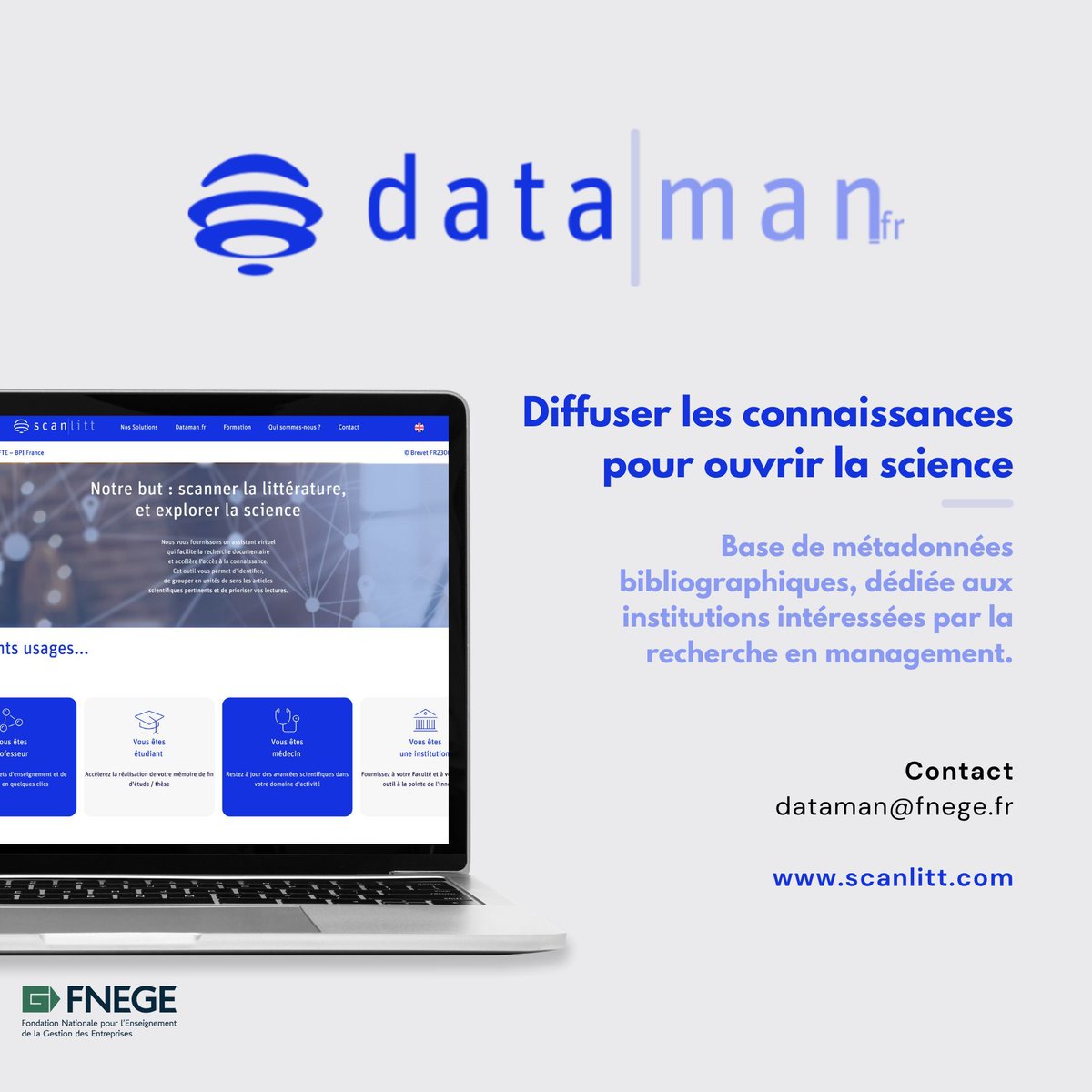 Découvrez DATAMAN 💡 

Base de métadonnées bibliographiques, dédiée aux institutions intéressées par la recherche en management. 📚

🤝 DATAMAN_FR est développé par Scanlitt avec le soutien de la FNEGE. 

🔗 Plus d'informations : buff.ly/3QrRgDm