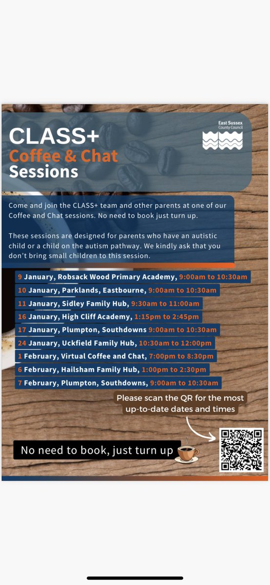 CLASS+ coffee and chat dates for January and February