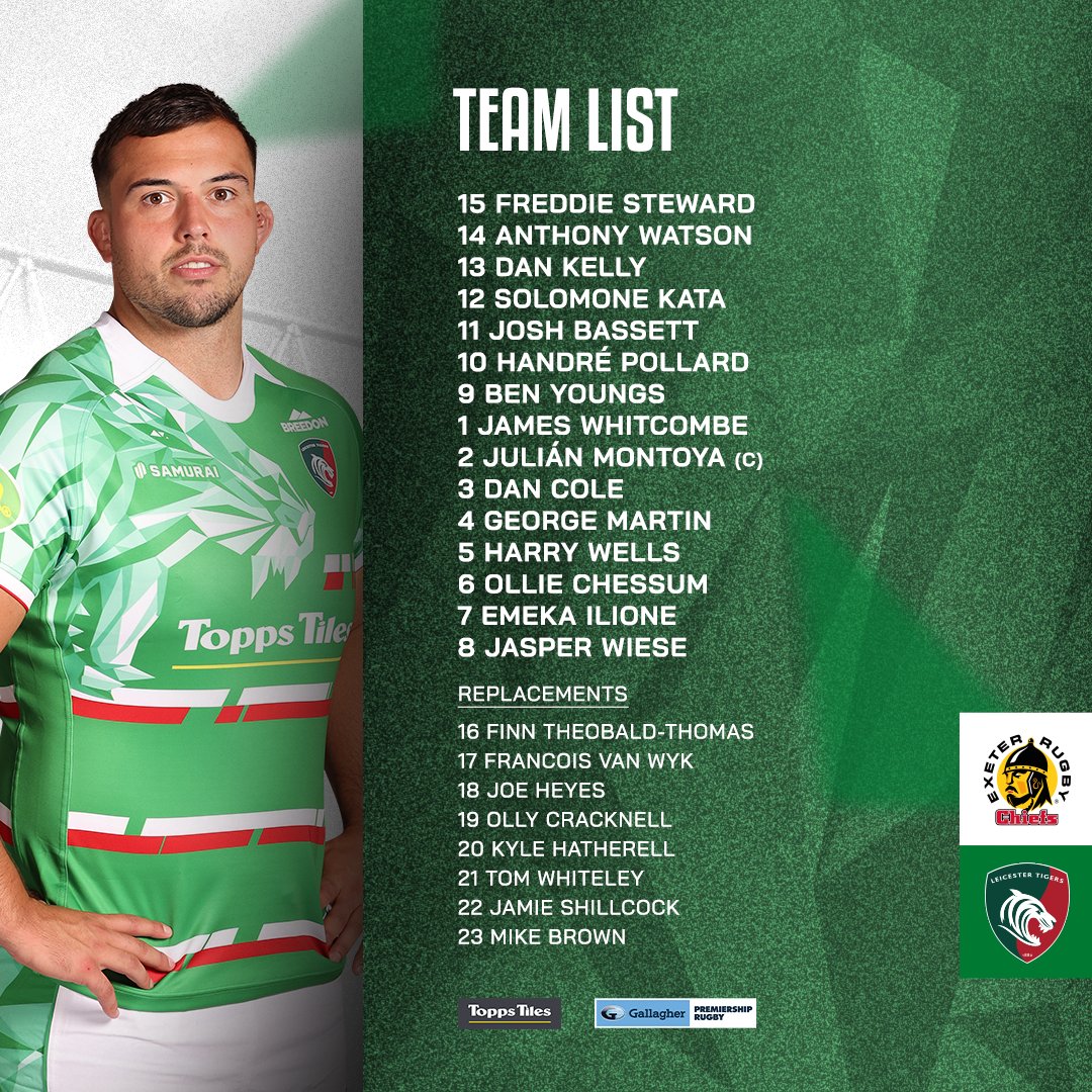 LeicesterTigers's tweet image. 📋 𝐓𝐄𝐀𝐌 𝐍𝐄𝐖𝐒

The matchday squad for Saturday&apos;s game against @ExeterChiefs.

ℹ️ LeicesterTigers.com/news/team-gp-r…

#EXEvLEI 🏉 #COYT 🐯