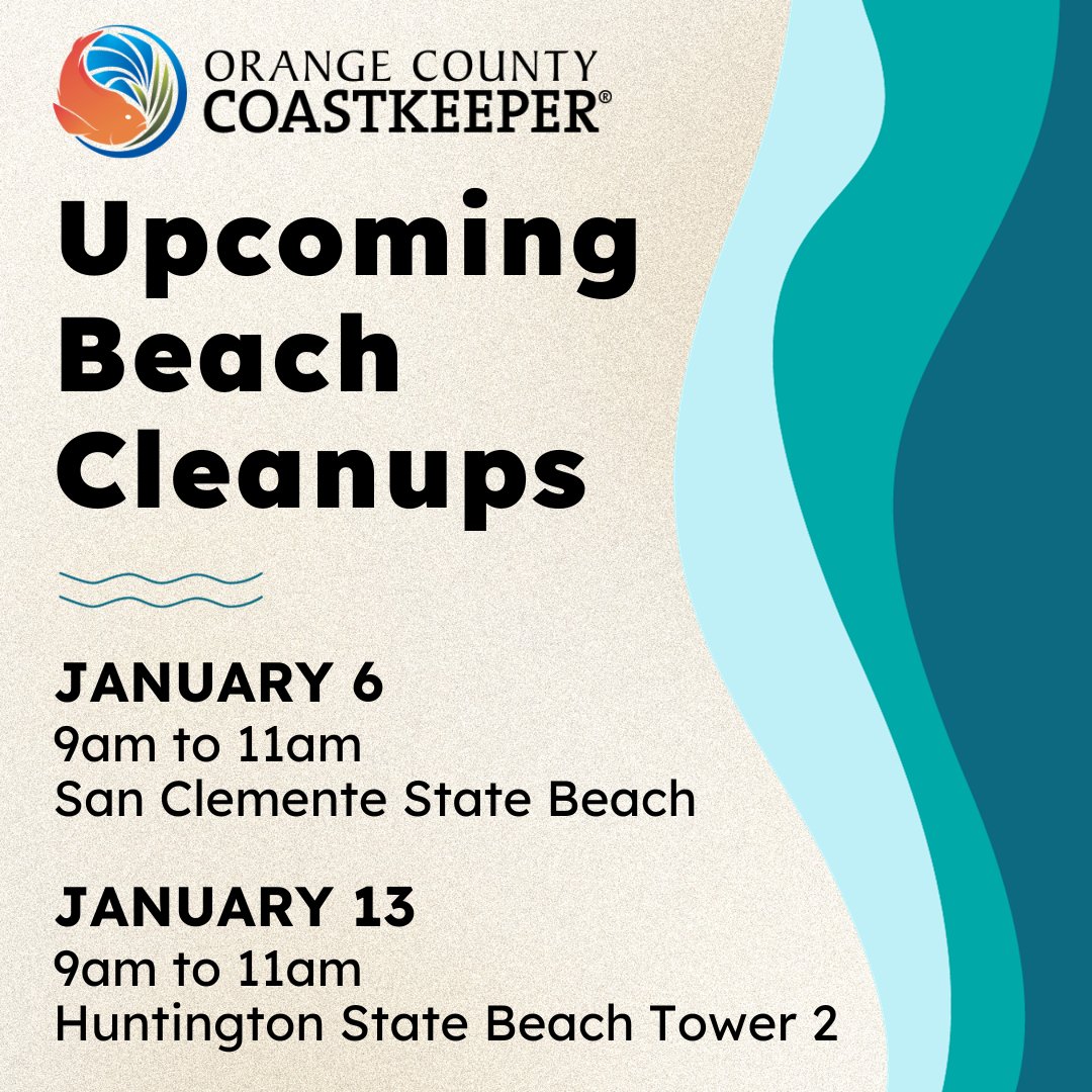 Our monthly beach cleanups are back for 2024! We look forward to seeing you out there on the sand. Please visit the link below to register in advance. #cleanupOC #beachcleanup #huntingtonbeach #sanclemente 🔗 coastkeeper.org/cleanup-oc