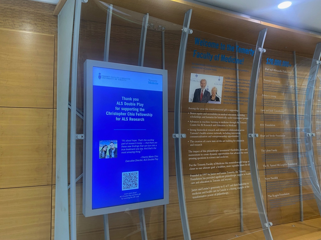 Do you go to the University of Toronto? Have you passed through the Medical Sciences building and seen our article featured on the donor wall? Read it: bit.ly/23uoft Together, we will #makeALShistory #ALS #LouGehrigsDisease #ALSResearch #ChristopherChiuFellowship