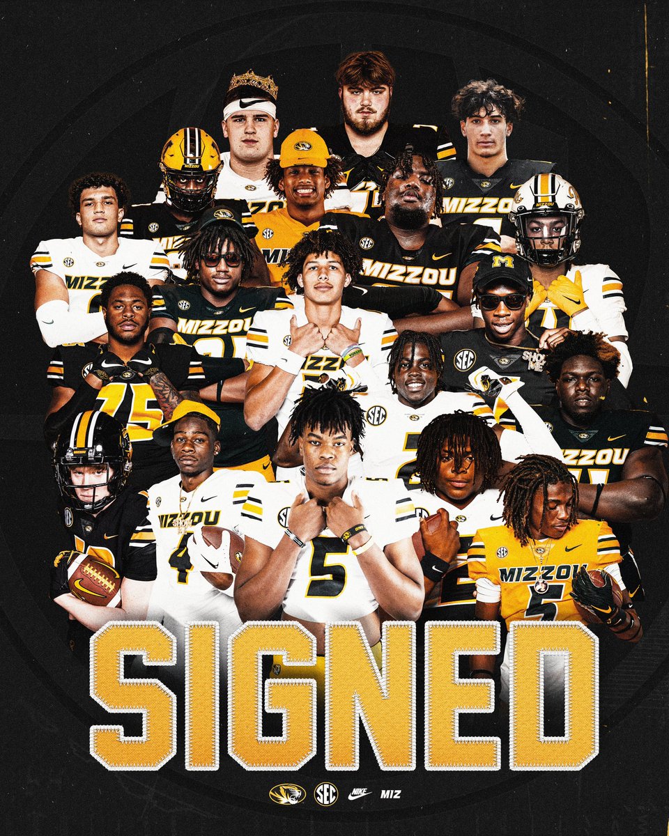 ☑️ Third Top 25 Recruiting Class in last 4 Years 
☑️ 11 5⭐️ or 4⭐️ Players
☑️ 9 States Represented 

#MIZ 🐯🏈