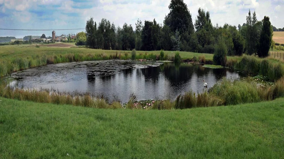 @fasc1nate Hotspot for tourists: The hill house used to shoot Bafta-winning children’s TV show the Teletubbies And the next photo is taken after it became a pond