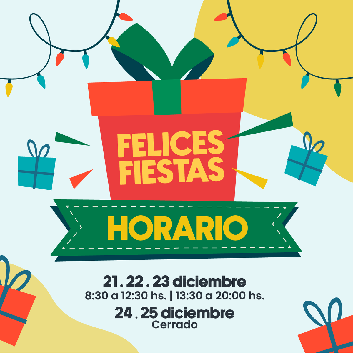 Por las fiestas extendemos nuestro horario de atención 🎄🎁 ¡Hay más tiempo para venir a buscar sus regalos!