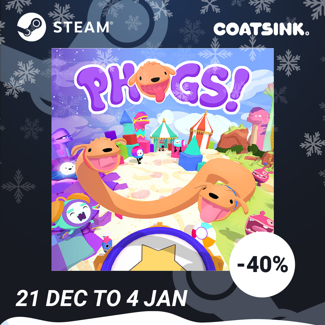 🔴 BLUE IT'S THE HOLIDAY SEASON EVERYTHING IS SO SPARKLY! ✨🎄
🔵 It really is. It's also the season of giving.
🔴 YAY I LIKE GIVING 🎁
🔵 Me too. So there's 40% off our game in the Steam Winter Sale until 4 January.
🔴 WOOHOO!

 bit.ly/3Jpx2p6