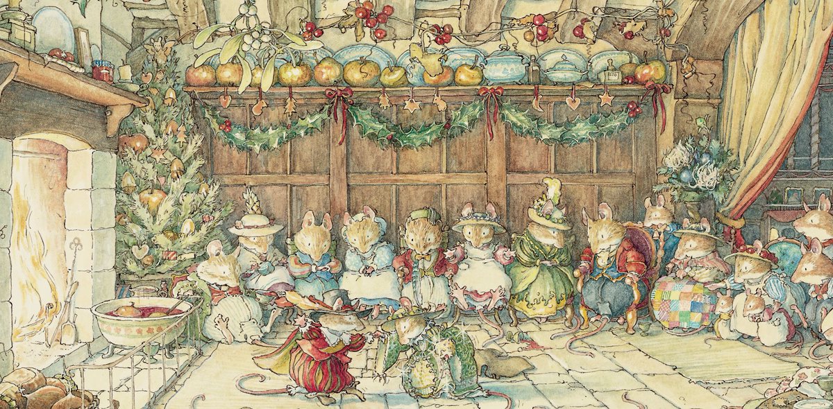 It’s Midwinter’s Eve and the mice of Brambly Hedge are heading inside for their annual celebrations. Tonight they will make a toast to the lighter days ahead and make merry round the fire. Merry Midwinter to you all! #WinterSolstice #SecretStaircase40