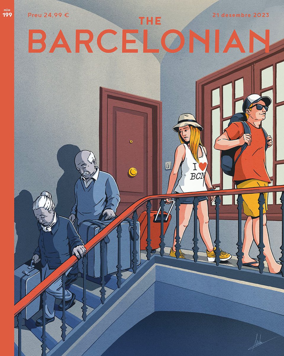 Today, the front cover of <a href="/thebarcelonian/">Thebarcelonian</a> by @andreu_zaragoza has gone viral across Spain. It aims to illustrate the ever-growing crisis around tourism, sending a powerful but deeply flawed message to millions. 

Let's break this down in a short 🧵