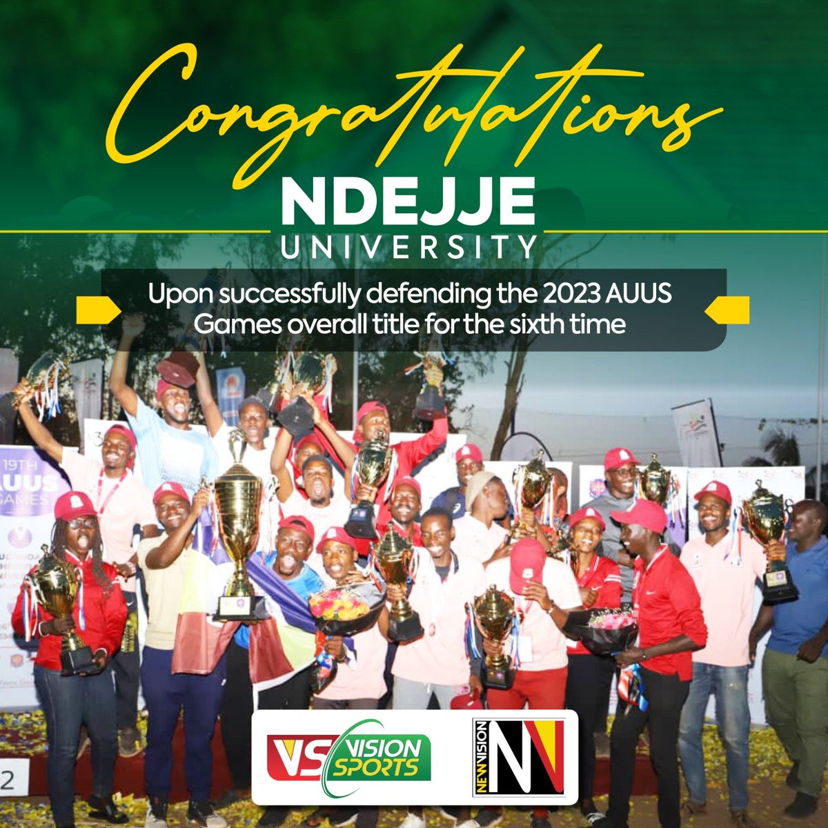 Congratulations @NdejjeUnive. 

 #VisionSports
#UgandaUniSports 
#AUUSGames23 
#AUUSGamesAtUCU 
#AUUSGames
