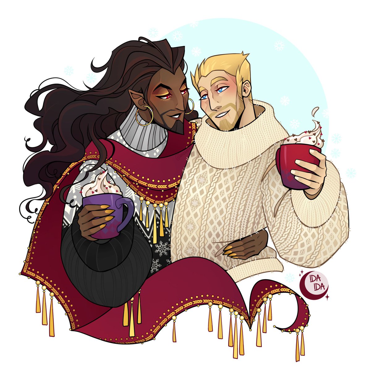 Hot drinks and time spent in good company - the best way to celebrate Winter Veil! ✨️❄️ (A HUGE thank you to @/idaida_art for this perfect holiday season art of Wrathion and Anduin! ☕️💕)