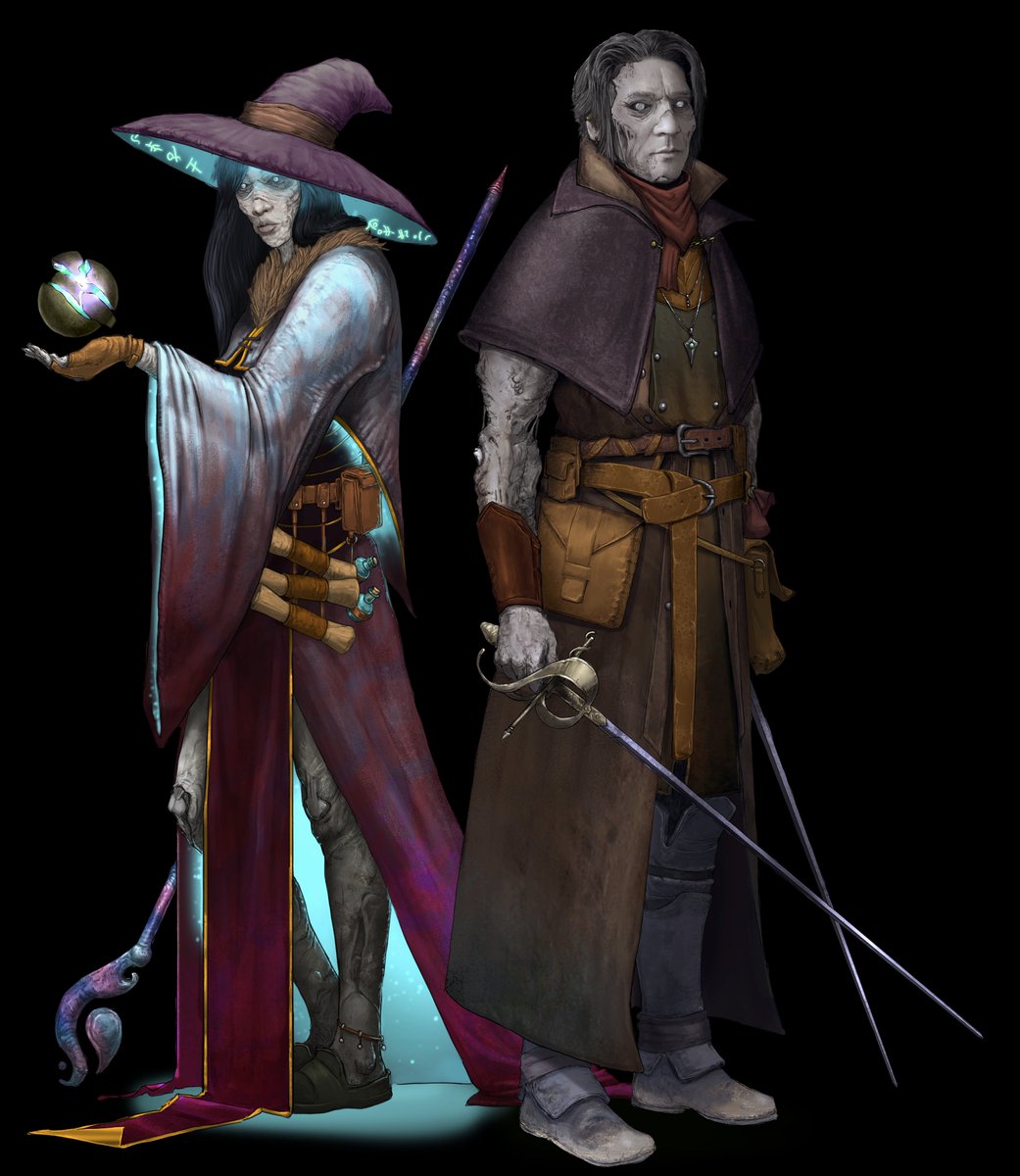 ffutureghost's tweet image. The Revenants! One of the playable ancestries in @helloMCDM's new RPG. There is a whole sample page spread on Backerkit with lore and Revenant stats. Go check it out!

#art #ttrpg #illustration #undead