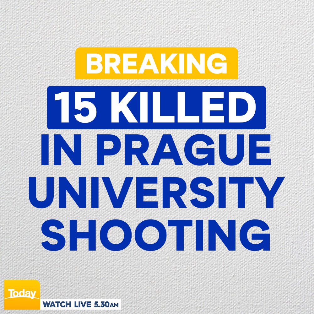 #BREAKING: A student at a Prague university has opened fire, killing at least 15 people in one of the Czech Republic's worst mass shootings of its kind. The gunman has also died. #9Today READ MORE: nine.social/u5b
