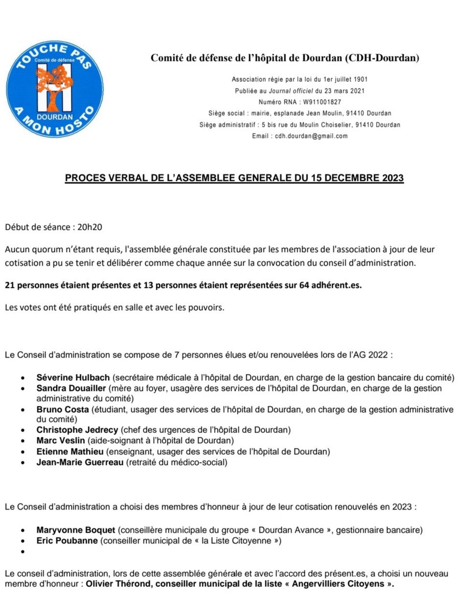 Olivier THÉROND (@olivier91470) on Twitter photo Fier de devenir membre d'honneur du Comité de Défense de l'Hôpital de Dourdan et de m'engager auprès de personnes dont le travail d'information, et les compétences se sont vérifiées. Le combat est difficile. Sauvons nos services publics.
Rejoignez -nous!
Oliviertherond@outlook.fr Fier de devenir membre d'honneur du Comité de Défense de l'Hôpital de Dourdan et de m'engager auprès de personnes dont le travail d'information, et les compétences se sont vérifiées. Le combat est difficile. Sauvons nos services publics.
Rejoignez -nous!
Oliviertherond@outlook.fr