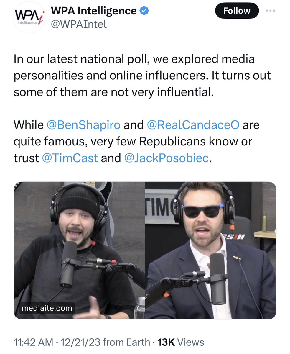 Team DeSantis has become so triggered by their online critics that they are blowing money “polling the popularity” of pro-Trump influencers. LMAO Keep up the great work @Timcast and @JackPosobiec! MAGA!