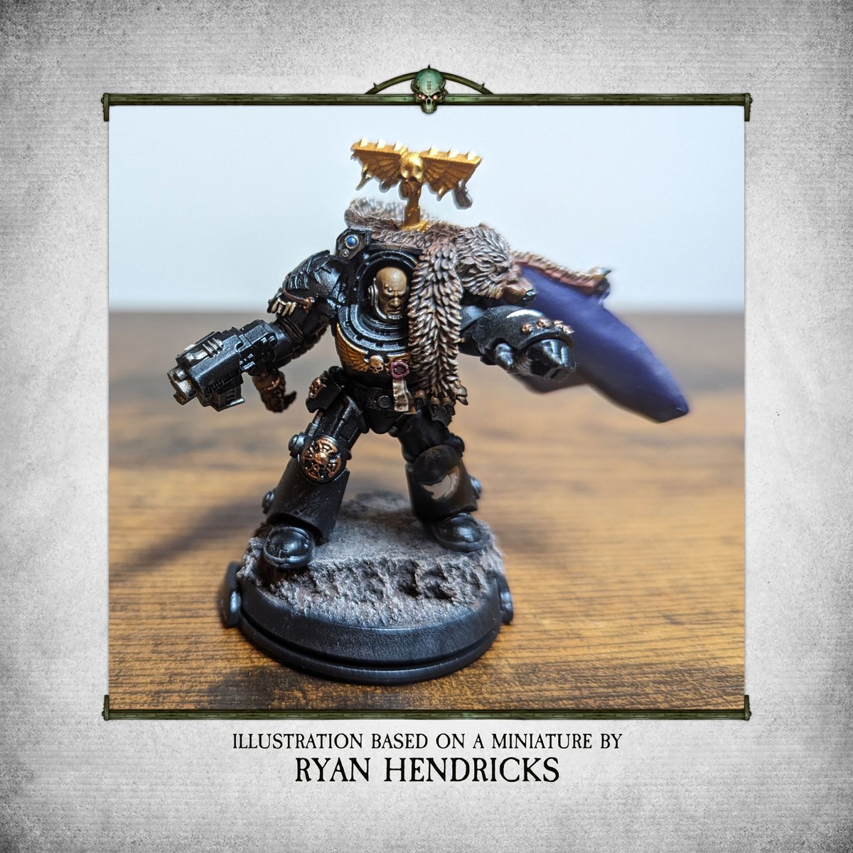 Character illustration for Ryan Hendricks 💀 Orniris.com #warhammerfanart #warhammerart #warhammer #warhammer40000 #warhammer40k #spacewolves #grimdark #characterart #characterillustration #paintingwarhammer #spacemarines #spacemarine