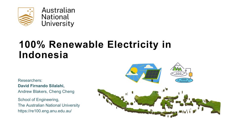 dfsilalahi's tweet photo. *100% Renewable Electricity in Indonesia*

https://t.co/5cmRrySXjp 

This work investigates an Indonesian energy decarbonization pathway using mostly solar photovoltaics. https://t.co/c5A6hCfglX