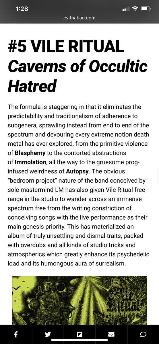 Thanks @CvltNation for including Vile Ritual as one of the best Death Metal records of the year!